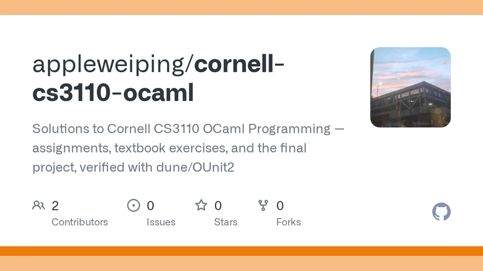 cornell-cs3110-ocaml repository cover